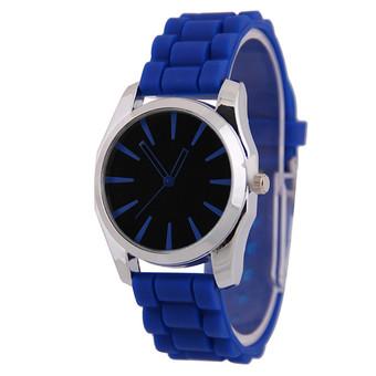 Women Blue Silicone Strap Quartz Wrist Watch  