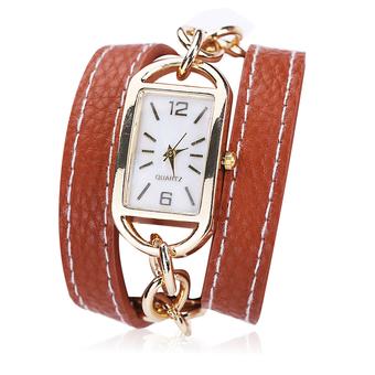 Women Bracelet Watch PU Leather Fashion Dress Wristwatch Light Brown (Intl)  