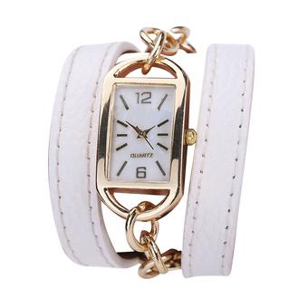 Women Bracelet Watch Square PU Leather Fashion Dress Wristwatch White (Intl)  