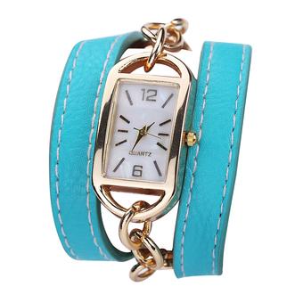 Women Bracelet Watch Square PU Leather Fashion Dress Wristwatch Skyblue (Intl)  