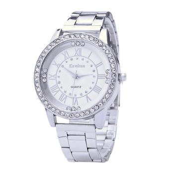 Women Crystal Rhinestone Stainless Steel Analog Quartz Wristwatch Sliver (Intl)  