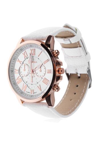 Women Fashion Geneva Roman Numerals Faux Leather Band Analog Quartz Wrist Watch - Mint Green White  