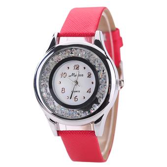 Women Hot Brand Fashion Casual Quartz-Watch PU Leather Watches Rosered (Intl)  