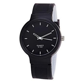 Women Men Couple Geneva Silicone Jelly Gel Quartz Analog Sports Wrist Watch Black - Intl  