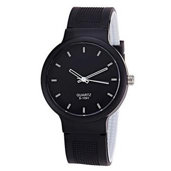 Women Men Couple Geneva Silicone Jelly Gel Quartz Analog Sports Wrist Watch Black (Intl)  