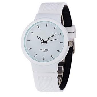 Women Men Couple Geneva Silicone Jelly Gel Quartz Analog Sports Wrist Watch White - Intl  