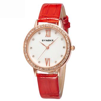 Women Watches Leather Watchband Quartz Watch 5201-Red (Intl)  