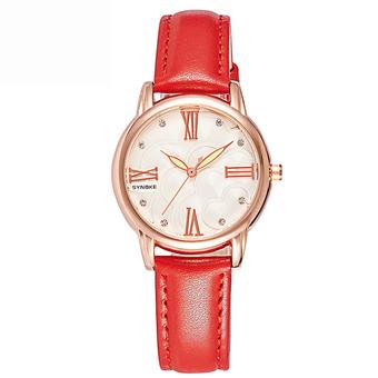 Women Watches Leather Watchband Quartz Watch 5203-Red (Intl)  