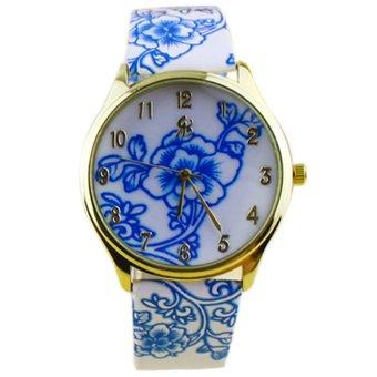 Women's Analog Flowers Pattern Quartz Wrist Watches (Light Blue)  