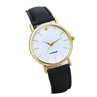 Women's Black Leather Strap Wrist Watch  