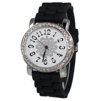 Women's Black Silicone Strap Watch- Intl  