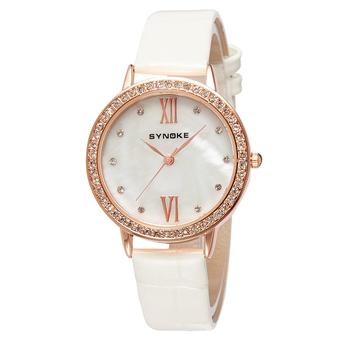 Women's Fashion Leather Analog Quartz Wrist Watch 5201 (White)  