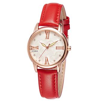 Women's Fashion Leather Analog Quartz Wrist Watch 5203 (Red)  