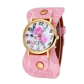 Women's Light Pink Leather Strap Watch  