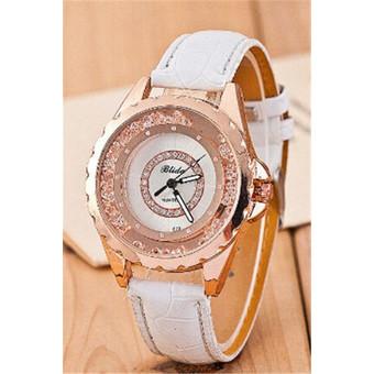 Women's Luxury Rhinestone Leather Band Korean Style Watch LC231 White  