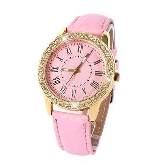 Women's Pink Faux Leather Strap Watch  