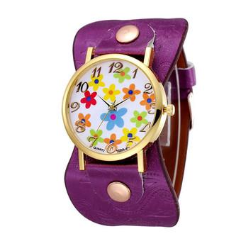 Women's Purple Leather Strap Watch  