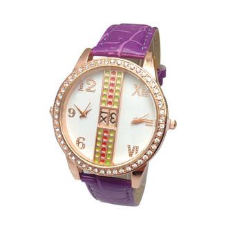 Women's Purple PU Leather Strap Watch  