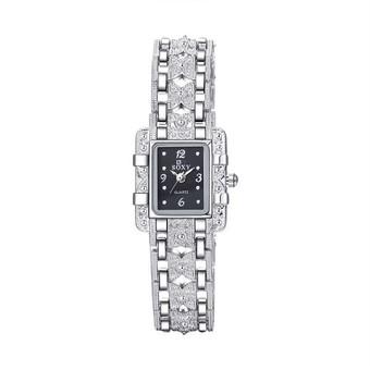 Women's Square Face Stainless Steel Electric Wrist Watch Fashion Sport Metal Casual Rectangle dial (Intl)  