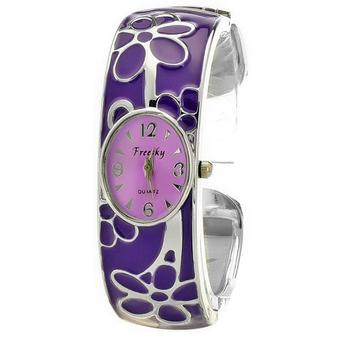 Women's Steel Quartz Wrist Bangle Watch (Purple) (Intl)  