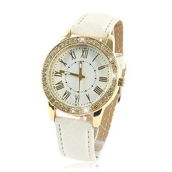 Women's White Faux Leather Strap Watch  