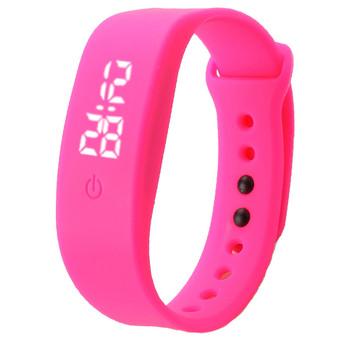 Womens Mens Rubber LED Watch Date Sports Bracelet Digital Wrist Watch Hot Pink,, (Intl)  