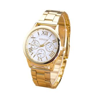 Womens Roman Numerals Quartz Stainless Steel Wrist Watch White  