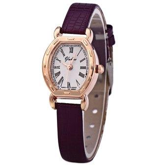 YUHAO Women Quartz Watch Leather Band Barrel Shape Dial (Purple) - Intl  