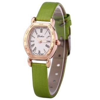 YUHAO Women Quartz Watch Leather Band Barrel Shape Dial (Green) - Intl  