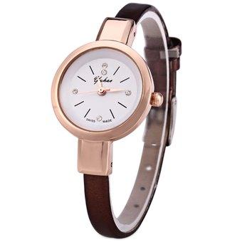 YUHAO Women Quartz Watch Slim Leather Band Round Dial - Intl  