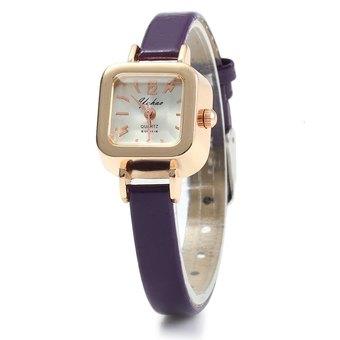 YUHAO Women Quartz Watch Slim Leather Band Square Dial (Purple) - Intl  