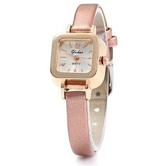 YUHAO Women Quartz Watch Slim Leather Band Square Dial - Intl  