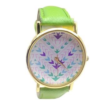 Yazilind Lady Girl Wristwatch Fashion Candy Leather Quartz Sport Analog Light Green Wrist Watch  