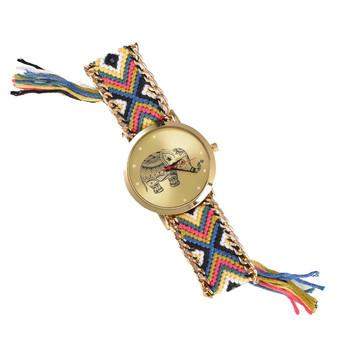 Yika 11 Kinds Colors Watch Brand New Fashion Elephant Pattern Watch Handmade Braided Watch Strap Watch (Intl)  