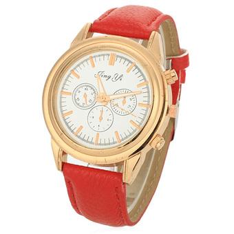 Yika Fashion Women Large Dial Quartz Analog Charming Wrist Watch (Red) (Intl)  