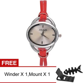 Yika Fashion Women Leather Strap Roman Numerals Quartz Watch+Free Cute Gift (Red) - Intl  