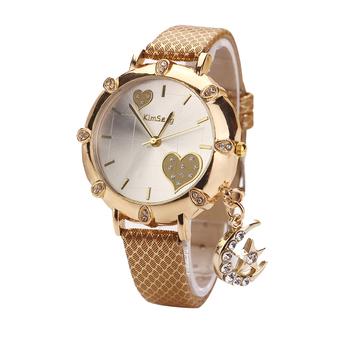 Yika Fashion Women's Bling Crystal finish Strap Analog Quartz bracelet Wrist Watch (Coffeee) (Intl)  