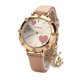 Yika Fashion Women's Bling Crystal finish Strap Analog Quartz bracelet Wrist Watch (Pink) (Intl)  