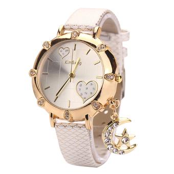 Yika Fashion Women's Bling Crystal finish Strap Analog Quartz bracelet Wrist Watch (White) (Intl)  