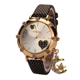 Yika Fashion Women's Bling Crystal finish Strap Analog Quartz bracelet Wrist Watch (Black) (Intl)  