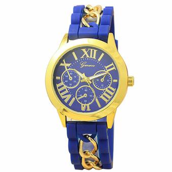 Yika Geneva Women's Chain Silicone Roman Numerals Analog Quartz Wrist Watch (Blue) (Intl)  