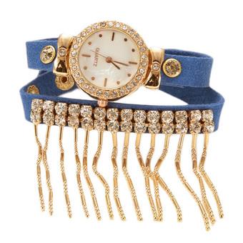 Yika Hot Fashion Lady Women's Retro Tassel Bracelet Watch Wristwatch (Blue) (Intl)  