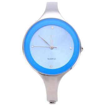 Yika Hot Fashion Women Lady Stainless Steel Simple Charming Wrist Watch Bracelet Watch Rhinestone Quartz watch (Light Blue) (Intl)  