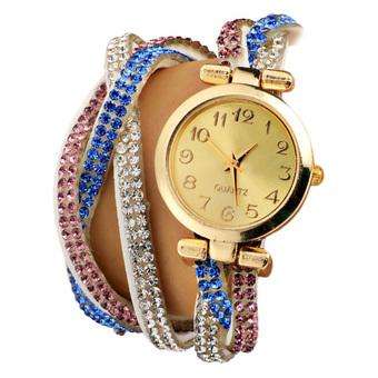 Yika Korean Fashion Women's 10 Colors Ladies Watches Rhinestone Wrap Analog Quartz Bracelet (White) (Intl)  