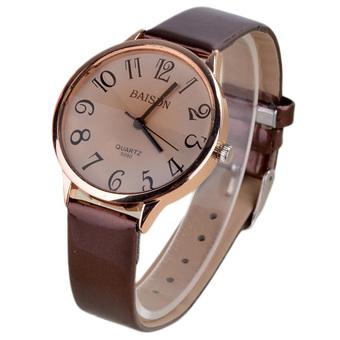 Yika Lady Women Fashion Synthetic Leather Strap Quartz Sport Wrist Watch?Brown? (Intl)  