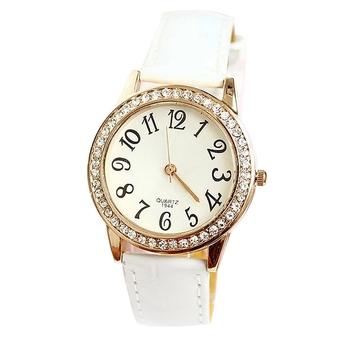 Yika Leather Crystal Fashion Wrist Quartz Watch Ladies Watch(Red) (Intl)  