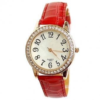 Yika Leather Crystal Fashion Wrist Quartz Watch Ladies Watch(White) (Intl)  