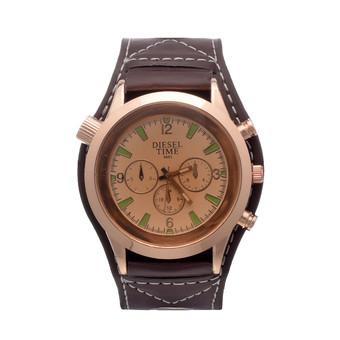 Yika Men's Faux Leather three eye big dial Sport Quartz Wrist Watch (Coffee) (Intl)  