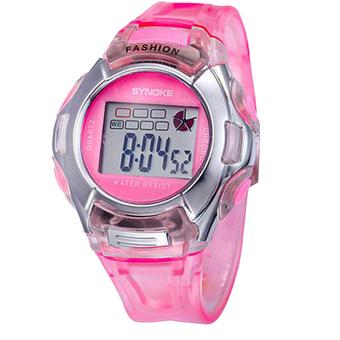 Yika Unisex Baby Boy Girl Sports Watch LED Digital PU Band Sport Quartz Wrist watches (Pink) (Intl)  