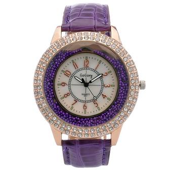 Yika Women Crystal Leather Quartz Wrist Watch (Purple) (Intl)  